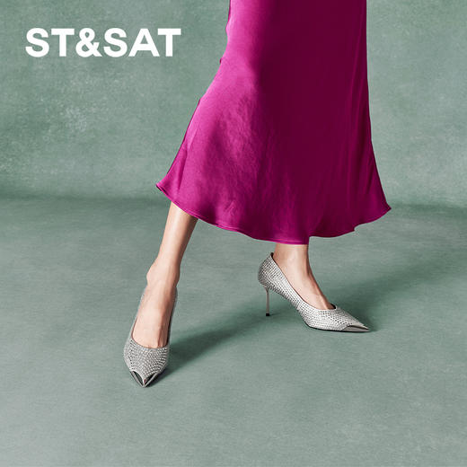 星期六精致闪钻优雅尖头细高跟SSC3111098 商品图4