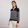 【V领条纹撞色羊绒衫】24年秋冬新品女士100%山羊绒时尚双色毛衣 商品缩略图7