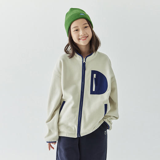 棵初24新品秋季童装双面摇粒绒保暖外套中大童软糯撞色口袋拉链衫 商品图4