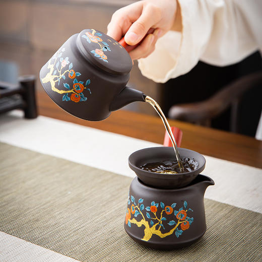 「紫砂礼盒」高档紫砂功夫茶具礼盒套装 整套家用简约陶瓷泡茶壶餐饮用具 商品图2
