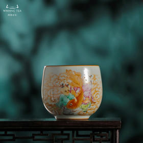 问鼎汝瓷鼎峰系列天青金钟杯（童子戏锦鲤）