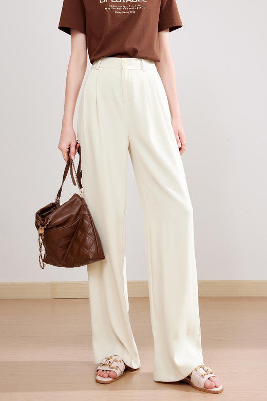 【百图lulu定制】【白兰地西裤】【现货】垂坠 光泽感 收腹 直筒裤西裤 商品图1