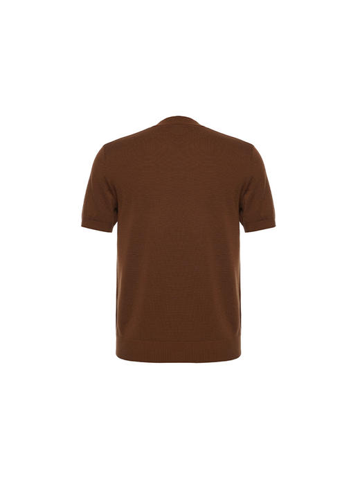 callisto咖啡色绵羊毛混纺短袖毛衣 商品图1