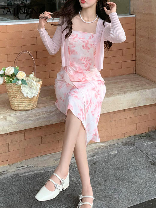 【甜美气质】阿菁娜轻国风仙女印花连衣裙套装F29X230002 商品图3