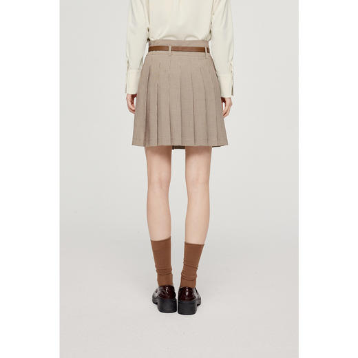 【严选】诗凡黎学院风双腰头格纹半身裙2024秋新款百褶高腰遮胯A字短裙女SF7140821 商品图4