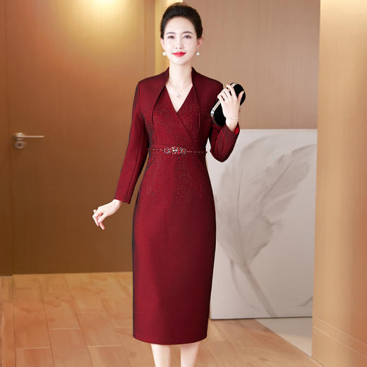 LC-LC2415新款修身显瘦中长款宴会晚礼服裙高档气质儿子结婚礼服旗袍 商品图0