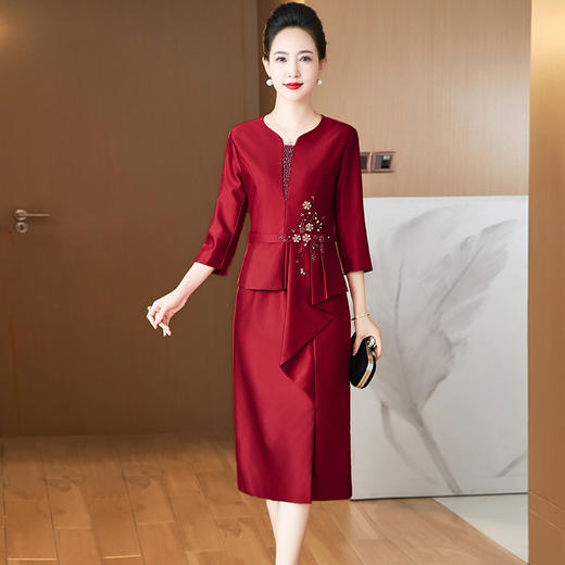 LC-2383春秋季新款参加婚宴礼服连衣裙新娘修身显瘦改良旗袍 商品图0