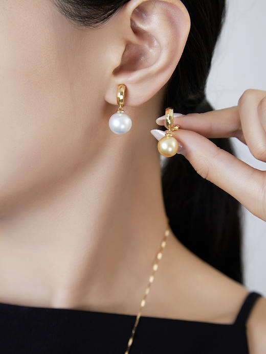 【黑科技】 耳夹黑科技 k黄玲珑-可拆卸珍珠耳夹（会员享试戴权益，定制后不支持7天无理由退换货） 商品图1