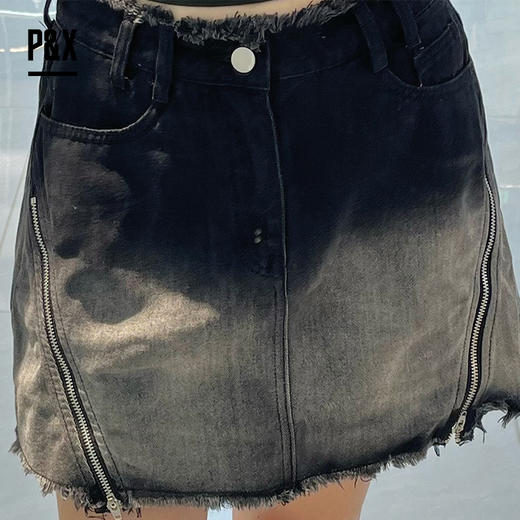 P&X设计师女装夏季个性磨白牛仔短裤 824227368 黑色 商品图1