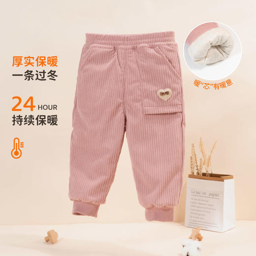 贝贝怡童装女童休闲束脚裤秋冬新款加绒保暖儿童长裤灯芯绒运动裤ZB4DK021 商品图6