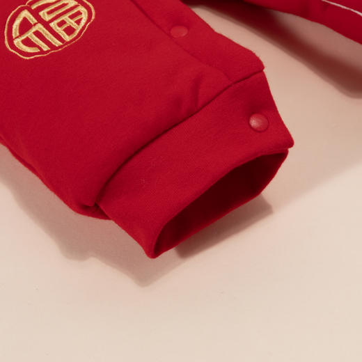 贝贝怡婴儿秋冬大红喜庆连体衣加厚保暖满月周岁拜新年装新生儿宝宝哈衣ZB4DL031 商品图6