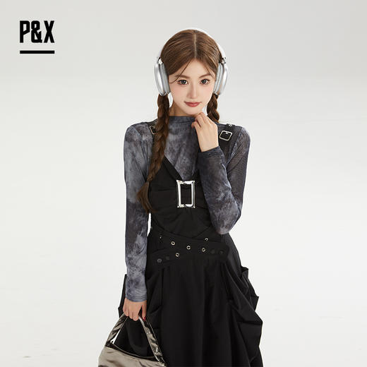 P&X设计师女装秋季长袖休闲时尚连衣裙套装长裙 824314181 黑色 商品图1