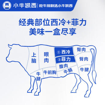 小牛凯西菲力西冷原肉整切调理牛排含酱包600g(5片)盒装儿童牛扒烧烤牛肉 商品图2