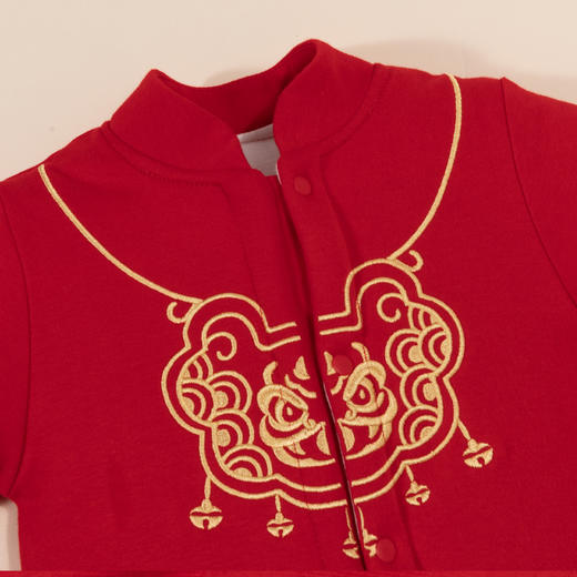 贝贝怡婴儿秋冬大红喜庆连体衣加厚保暖满月周岁拜新年装新生儿宝宝哈衣ZB4DL031 商品图3