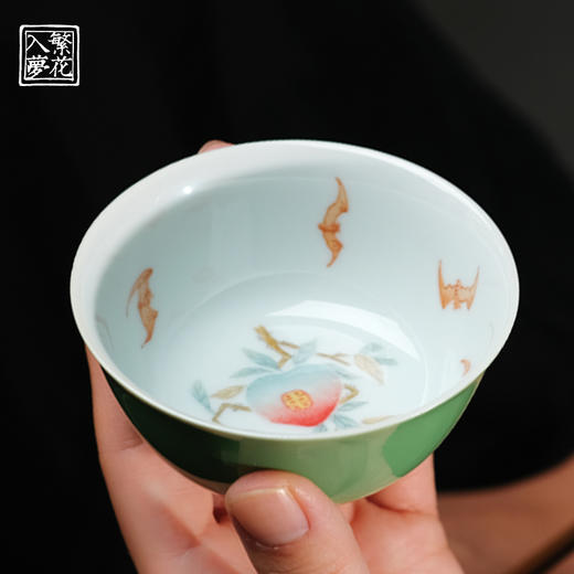 繁花入梦粉彩 福寿锦长卧足杯 商品图0