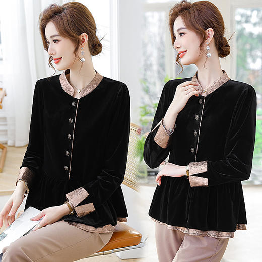 MC 707妈妈秋装金丝绒上衣时尚洋气小衫 商品图1