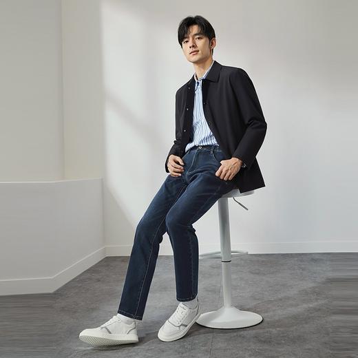 柒牌风衣外套男2024秋季新款商务休闲暗格纹休闲百搭男士翻领夹克	127K70360 商品图3