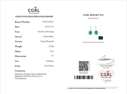 41.30ct 23.0g 祖母绿耳环 商品图7