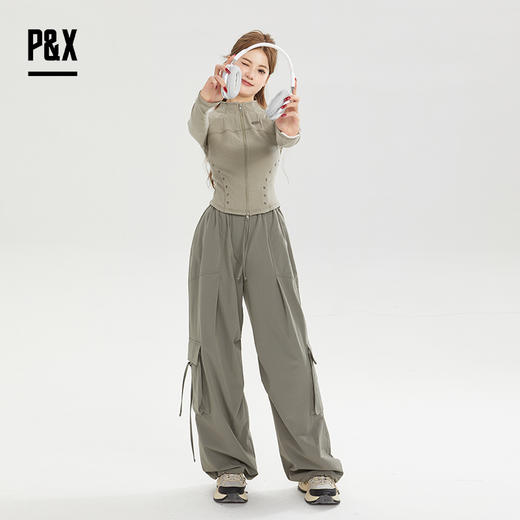 P&X设计师女装秋季紧身时尚显瘦户外休闲运动T恤824302172 浅绿 商品图2