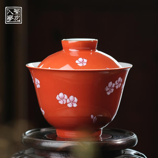 繁花入梦粉彩 灿若桃花二才盖碗  灿若桃花雨尘杯 商品图0