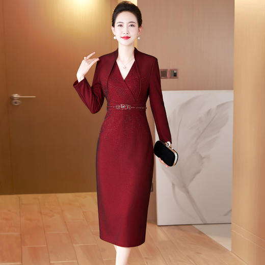 LC-LC2415新款修身显瘦中长款宴会晚礼服裙高档气质儿子结婚礼服旗袍 商品图1