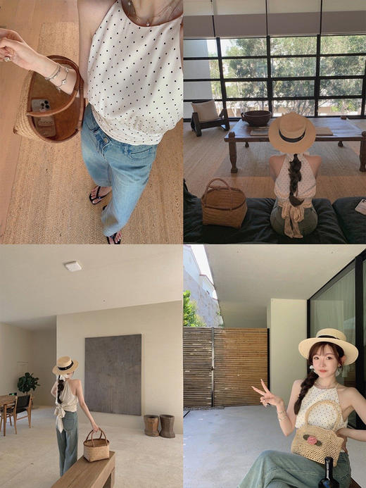 金蘑菇菇pache小桃 兔耳朵挂脖/挂脖露肩上衣女短款精致洋气小衫 商品图2