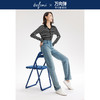 【严选】伊芙丽万向弹口袋撞色设计老爹牛仔裤女2024秋装新款显瘦百搭裤子1F7951271 商品缩略图0