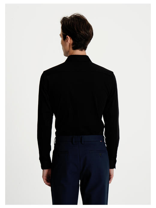 callisto黑色粘纤混纺长袖衬衫 商品图4