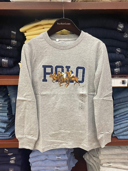 Polo Ralph Lauren  大小童装印花马球字母标长袖圆领T恤 商品图0