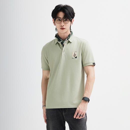 【新品上新】HX 春夏季休闲翻领短袖T恤Y102420168101POLO杉 商品图0