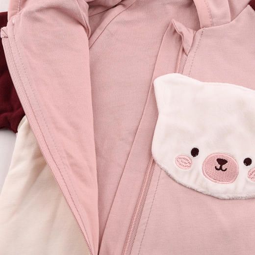 棉果果秋季新品女童撞色卡通爬服连帽连体衣M322720224408 商品图5