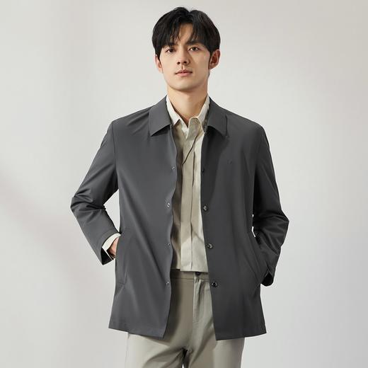 柒牌风衣外套男2024秋季新款商务休闲暗格纹休闲百搭男士翻领夹克	127K70360 商品图1