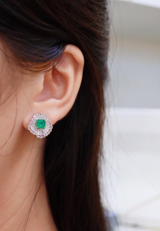 1.19ct 祖母绿耳钉 商品图6