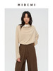 HIDEMI 极简设计感多种穿法荡漾领臻品混纺极细绵羊毛针织长袖弹力加厚款弹力T恤上衣 白色/黑色/赭石红/奶茶米 商品缩略图5