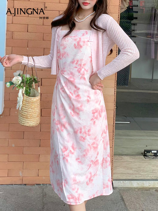 【甜美气质】阿菁娜轻国风仙女印花连衣裙套装F29X230002 商品图4