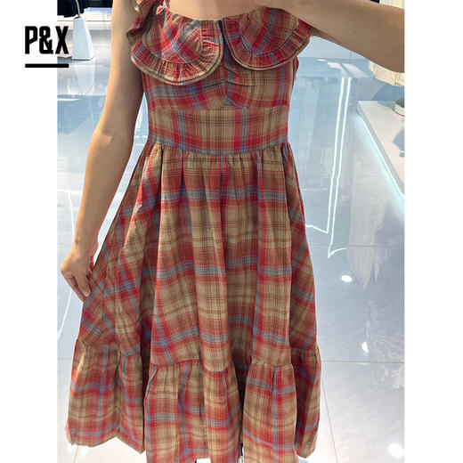 P&X设计师女装 夏季连衣长裙  824208254 红格 商品图2
