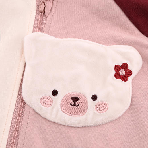 棉果果秋季新品女童撞色卡通爬服连帽连体衣M322720224408 商品图3