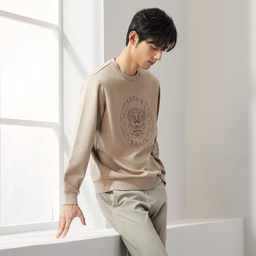 柒牌男装圆领卫衣男2024秋季新款时尚潮流休闲百搭套头上衣	127W70340 商品图1