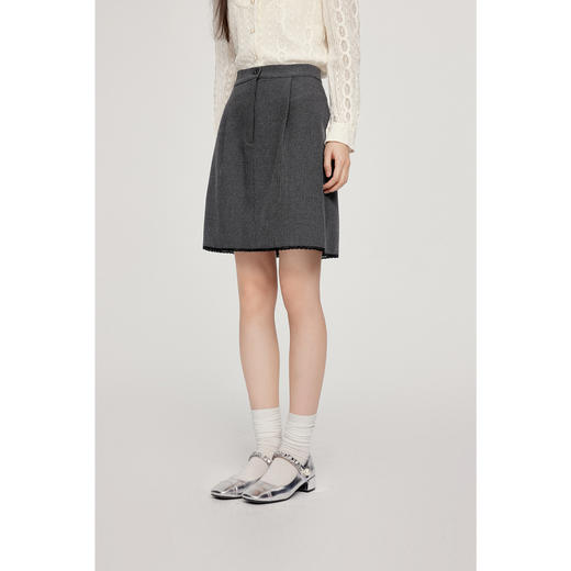 【严选】诗凡黎小香风半身裙2024秋新款时髦洋气小个子高腰A字显瘦短裙女SF8140921 商品图2