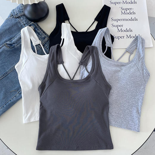 【买一送一！可任选】纯欲美背内搭背心吊带女带胸垫辣妹裹胸外穿透气露背抹胸短款内搭。ry 商品图2