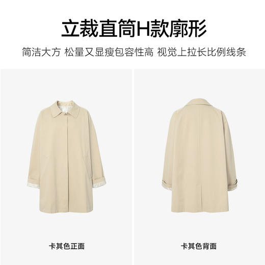 【严选】诗凡黎高级感卡其色风衣2024秋新款小个子中长设计感通勤气质外套SF8160211 商品图4