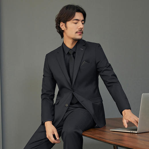 【婚礼季/毛料套西】柒牌西服男套装2025秋冬新款含羊毛商务正装西装礼服	127C71080 商品图1