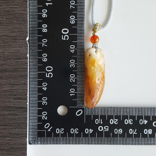 【天然正品】天然新疆籽料黄皮如意图案鱼化龙造型和田玉吊坠项链160724NJM15 商品图5