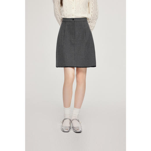 【严选】诗凡黎小香风半身裙2024秋新款时髦洋气小个子高腰A字显瘦短裙女SF8140921 商品图0