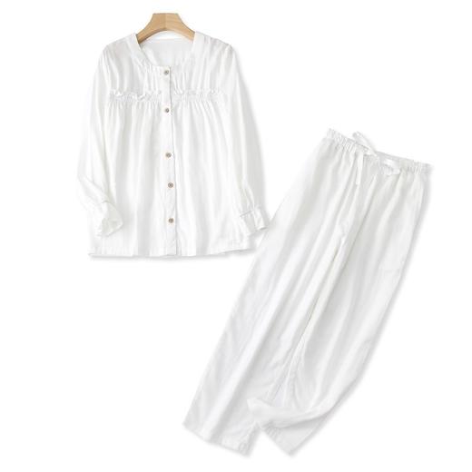 【会呼吸❗️全棉家居服套装】超舒服的面料，亲肤舒适，让你穿上就不想脱下来❗️严选新款小众设计双层纱法式纯棉女长袖长裤睡衣 商品图0