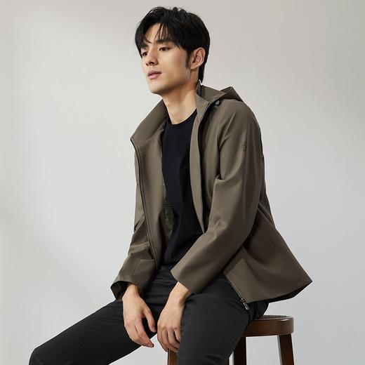 柒牌连帽夹克男2024秋季新款格纹提花休闲百搭男士防风外套茄克衫	127K70140 商品图1