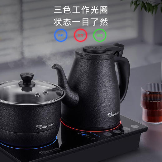 【样品特惠6折，仅1套，无货退款】考啦 智能变频恒温全自动底部上水电热水壶嵌入式茶台316不锈钢烧水壶茶具烧茶壶一体式乌金锤纹工艺 ET2603B(全自动双底部上水)乌金锤纹 商品图8