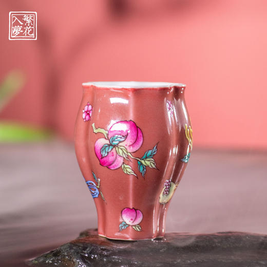 繁花入梦红釉花间榴红小佛手杯（缺货） 商品图0