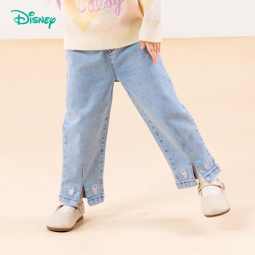 迪士尼【脚口米妮刺绣】24春秋款女童牛仔长裤中大童休闲裤儿童长裤ZD3DK013 商品图5