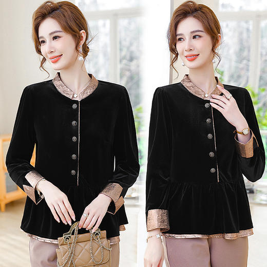 MC 707妈妈秋装金丝绒上衣时尚洋气小衫 商品图0